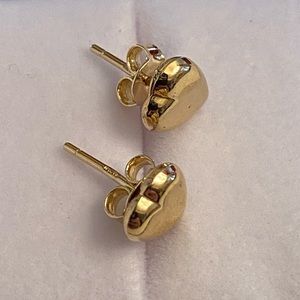 Heart 14K Solid Yellow Gold Stud Earrings